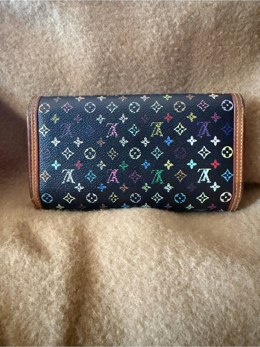 Louis Vuitton Black Murakami  (Multicolor) Monogram Trifold Wallet.